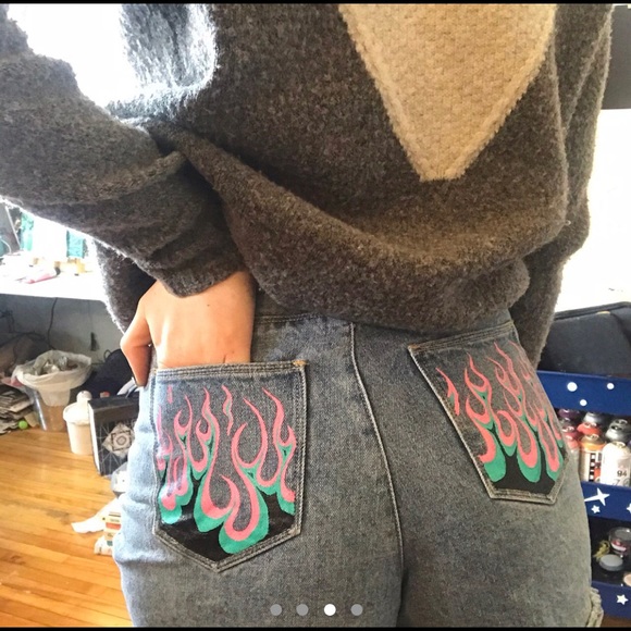 Flames Hand Painted Shorts - Picture 2 of 4